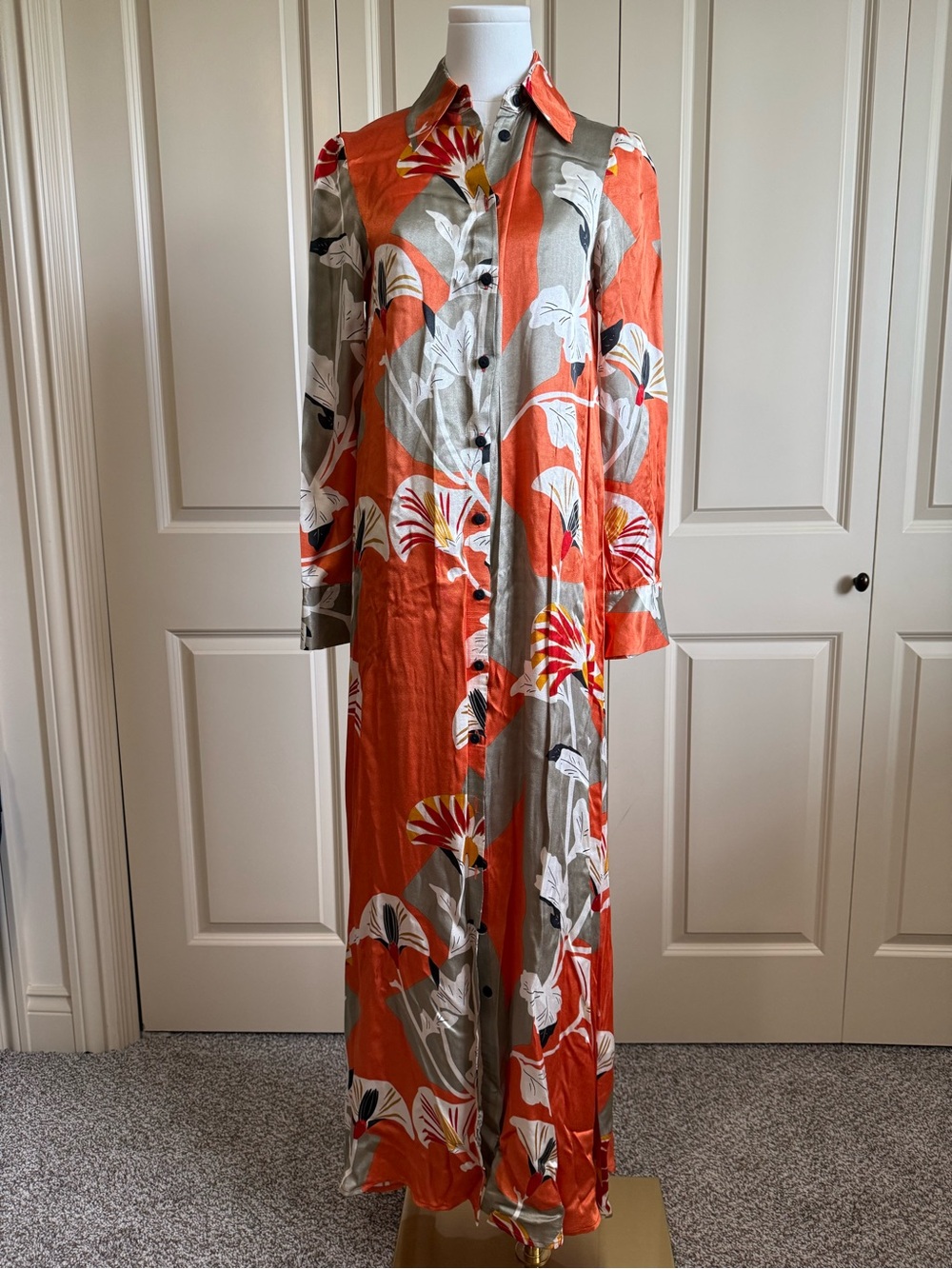 Anthropologie Cory Lynn Carter Floral Button-Front Maxi Shirt Dress